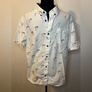 Vans Palm Trees and Flamingos Classic Fit Short Sleeved Button-Up